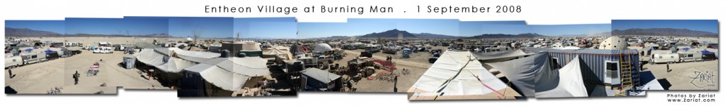 Panoramic Overview of Entheon Village at Burning Man 2008